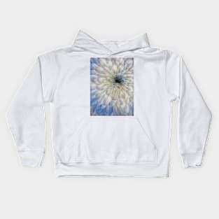 closeup macro photography of white and blue coloured dahlia bloom Kids Hoodie